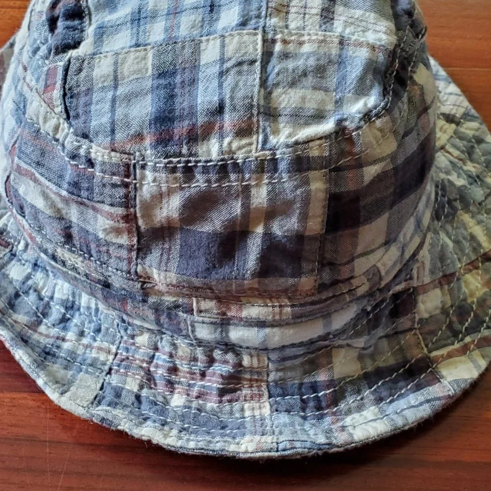 Baby Gap Blue/Gray Plaid Beach Hat 12-18 Months